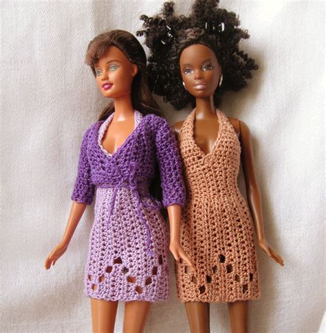 Barbie Doll Crochet Pattern Halter Dress And Wrap Sweater Etsy Barbie Dress Crochet Barbie