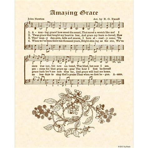 Amazing Grace Hymn Art Custom Christian Home Decor Vintageverses Sheet