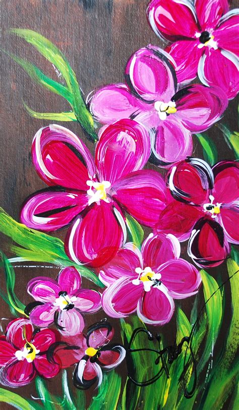 Flowers On 8x24 Art Painting Flower Art Flower Painting