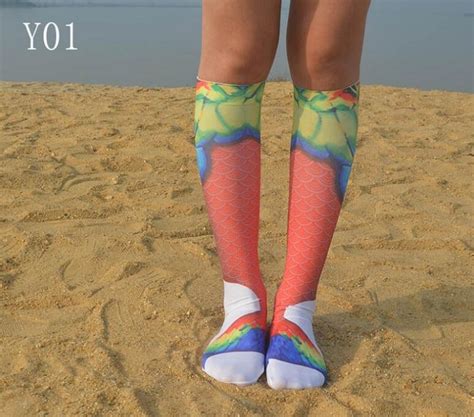 Long Socks Colorful Creative 3d Printing Sea Style Elastic For Spring Autumn Lady Girl Women