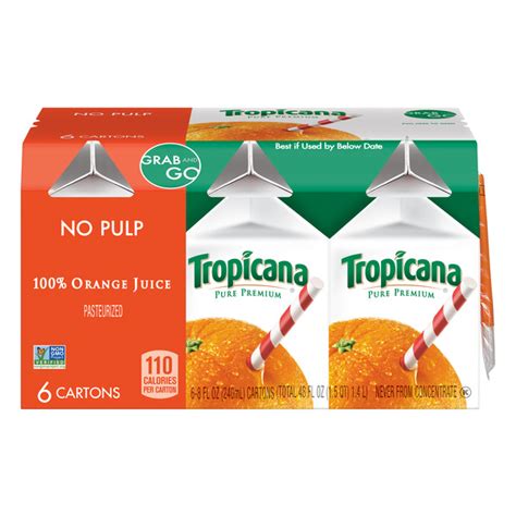 Save On Tropicana Pure Premium 100 Orange Juice Pulp Free 6 Pk Order
