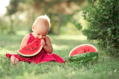 Baby Eating Watermelon High Quality People Images ~ Creative Market
