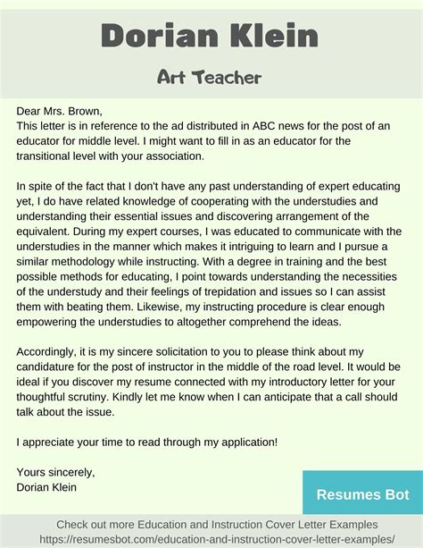 48 Sample Cover Letter For Resume Teacher That You Should Know