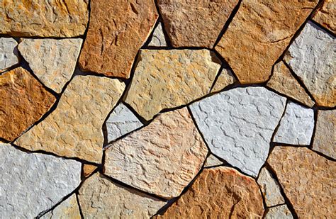 Stone Natural Fieldstone Wall Closeup Texture Pattern Stock Photo