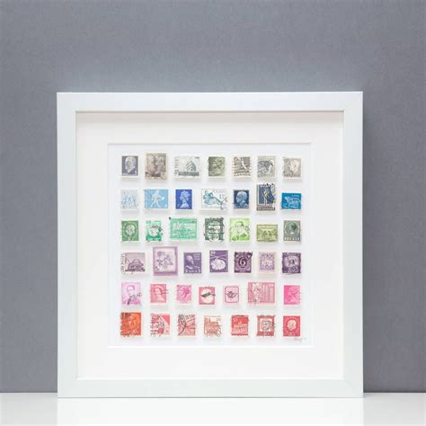 Framed Vintage Postage Stamps In Rainbow Wall Art In 2021 Rainbow