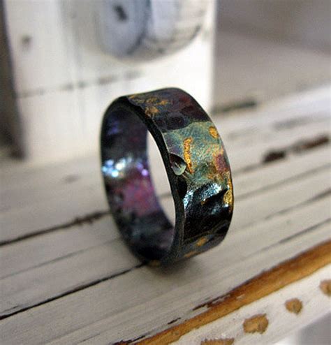 Unique mens wedding bands uk. Wedding Band Ideas for Men: Oxidized Gold Silver Band ...
