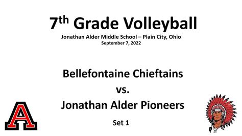 Bellefontaine Chieftains 7th Volleyball Vs Jonathan Alder Pioneers Set