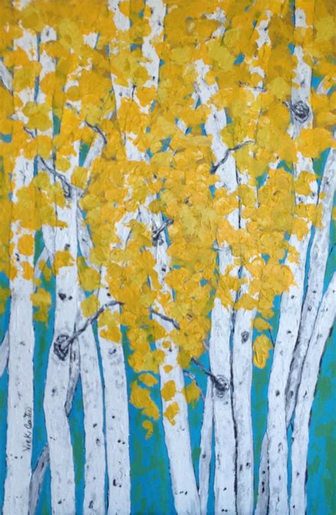 Aspenbirch Trees Original Acrylic Painting By Vicki Conlon