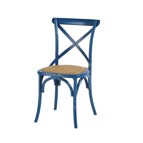 Chaise bistrot en rotin et bouleau bleu indigo TraditionChaise  Bleu