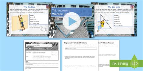 We can use trig ratios to calulate the length of a side on a triangle. Trigonometry Lesson 3: Worded Problems Lesson Pack ...