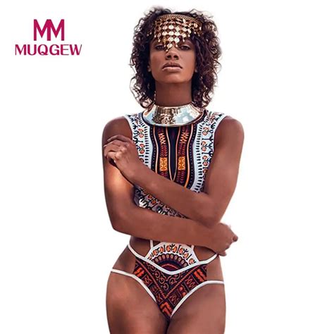 Buy Muqgew Sexy One Piece Swimsuit Women Swimwear African Print Bikini Set