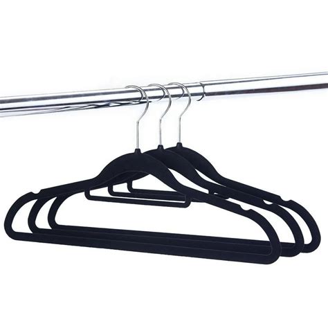 Deluxe Custom Space Saving Non Slip Black Flock Velvet Coat Suit Hanger