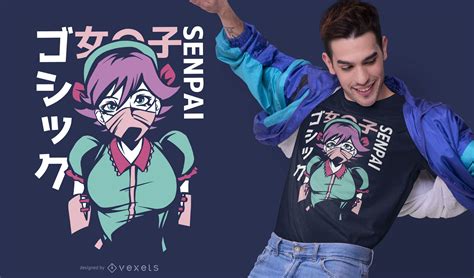 Pastel Goth Anime Girl T Shirt Design Vector Download