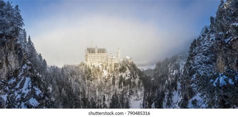 Splendid Scene Royal Castle Neuschwanstein Surrounding Stock Photo