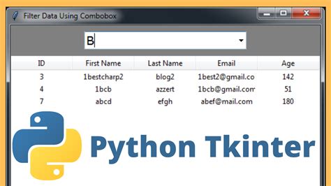 Python Tkinter Search And Filter Data In Treeview With Select Options