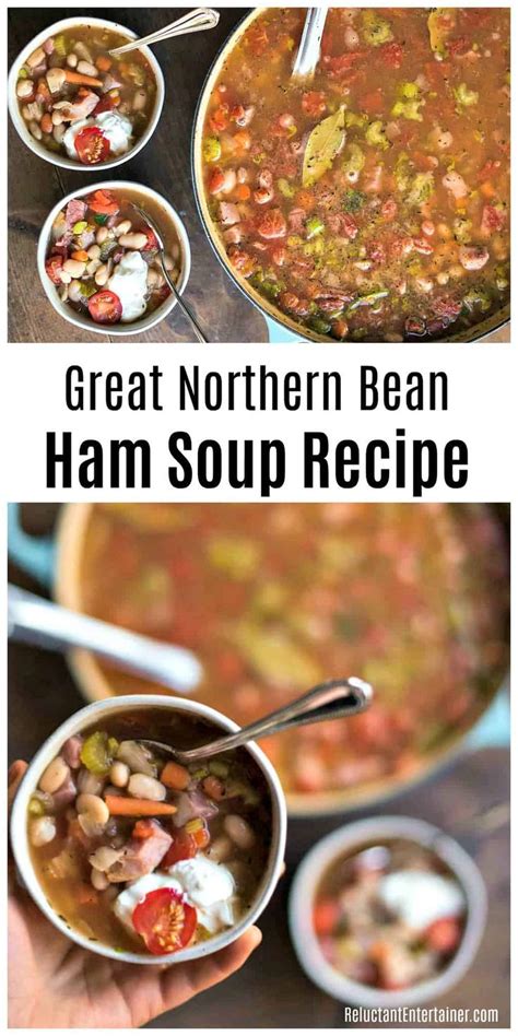 Vegan recipes using great northern beans! Great Northern Bean Ham Soup Recipe made with 2 cans of white beans, leftover ham, garnished ...