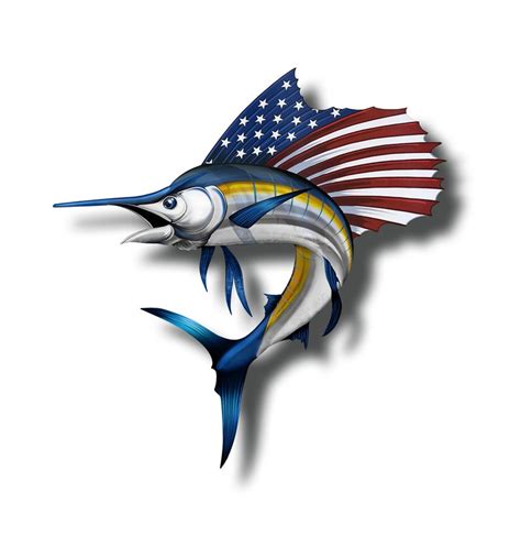 Sailfish Sticker Marlin Fish Fishing Patriotic American Etsy