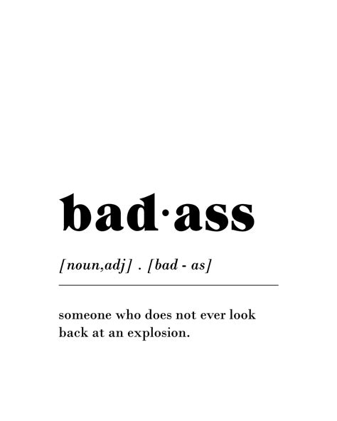 Badass Definition Quote Dictionary Word Quotes Wall Art Etsy