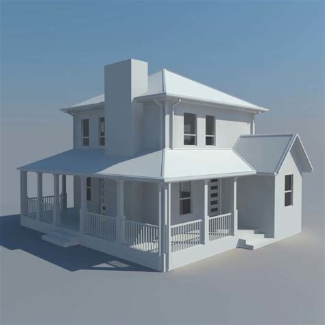 House With Porch Free 3d Model Cgtrader