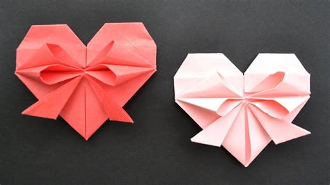 Cute Paper Heart With Bow Easy Origami Tutorial Diy Origami Easy