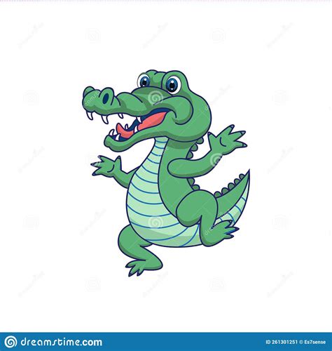 Cute Alligator Or Crocodile Cartoon Vector Illustration Stock Vector