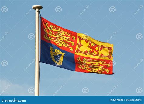 British Royal Standard Flag On Flagpole Royalty Free Stock Photos