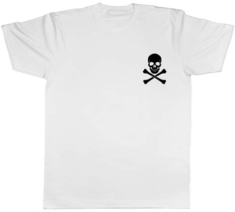 Skull And Crossbones Pocket Design Gothic Unisex Mens Womens T Shirt