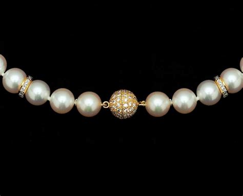 Ct Diamond Ball Pearl Necklace Clasp Pearl Clasp