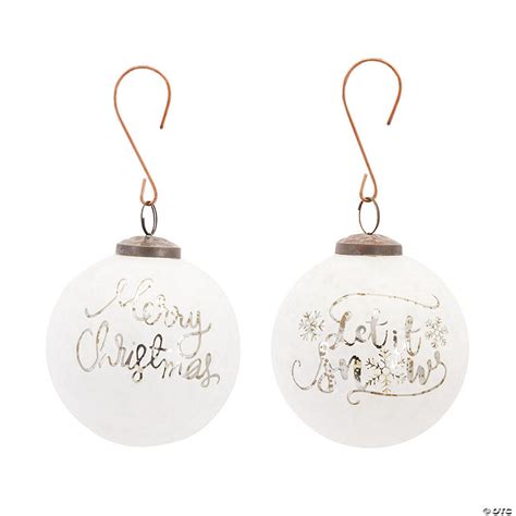 Melrose International Christmas Sentiments Glass Ornaments 4 Inches