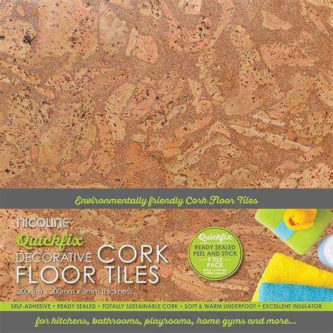 Decorative 3mm Self Adhesive Cork Floor Tiles 080m2 Bigamart