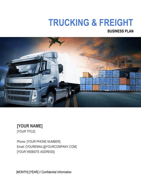 Trucking And Freight Company Business Plan Template By Business In A Box