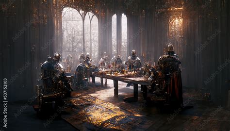 Ai Generated Image Of Medieval Knights Sitting Around A Round Table