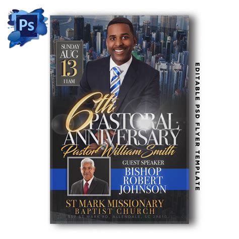 Pastor Anniversary Flyer Template