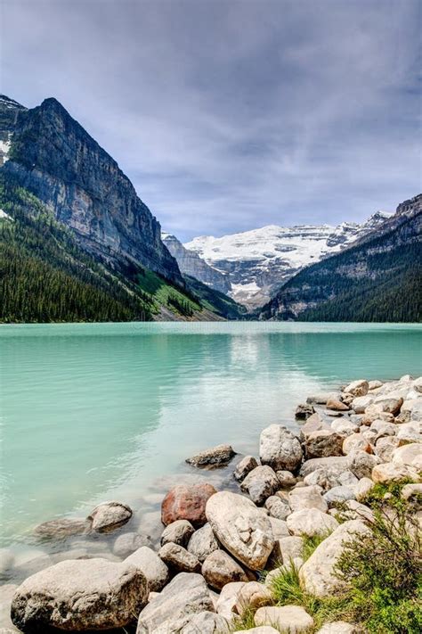 Beautiful Lake Louise In The Canadian Rockies Stock Image Image Of