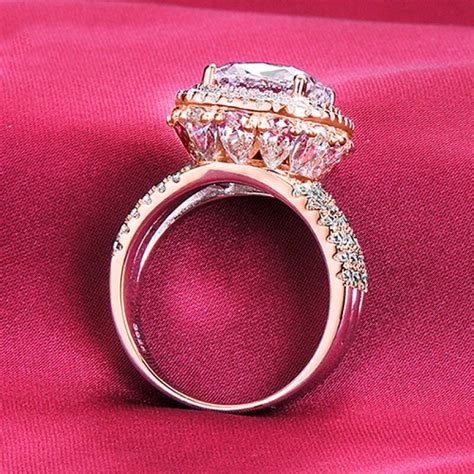40 Carat Big Diamonds Rose Gold Color Escvd Diamonds Lovers Ring