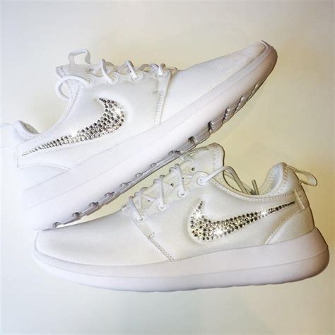 Bling Nike Roshe Two Shoes With Swarovski Crystals White Bedazzled