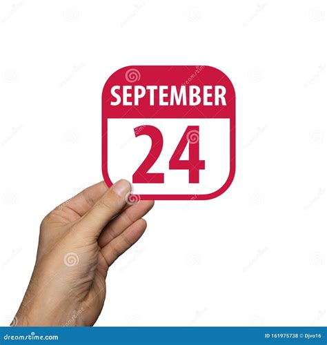 September 24th Day 24 Of Monthhand Hold Simple Calendar Icon With