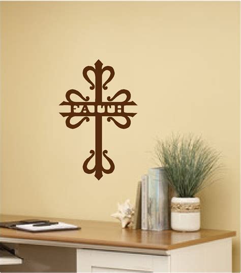 It includes four crucifixes, three ceramic and one resin, and a gold tone rimmed plate. Faith & Cross Wall Sticker Wall Art Decor Vinyl Decal ...