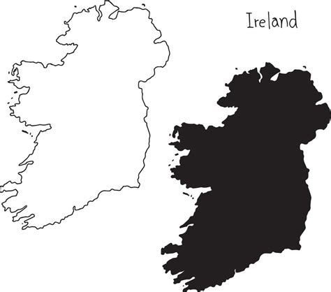 Outline And Silhouette Map Of Ireland Vector 3127372 Vector Art At