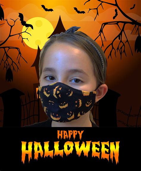 Halloween Face Mask Halloween Child Mask 3 Layer Washable Pumpkin