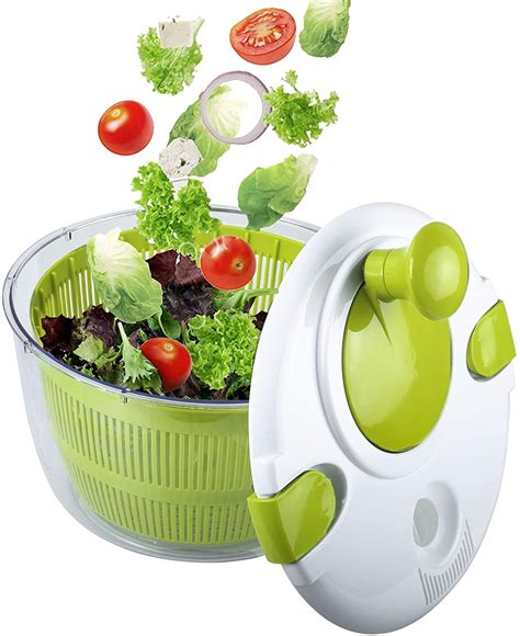 mingdaln vegetable and salad spinner with with secure lid lock and rotary handle salad spinners