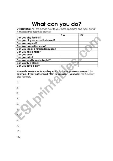 English Worksheets Cancan´t What Can You Do