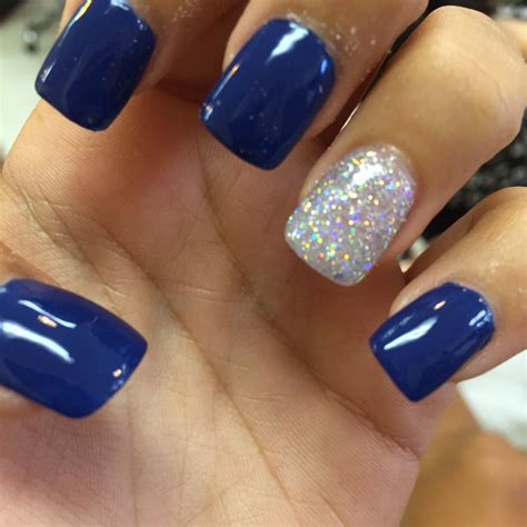 royal blue acrylic nails with silver | Blue acrylic nails, Winter nails acrylic, Short acrylic nails