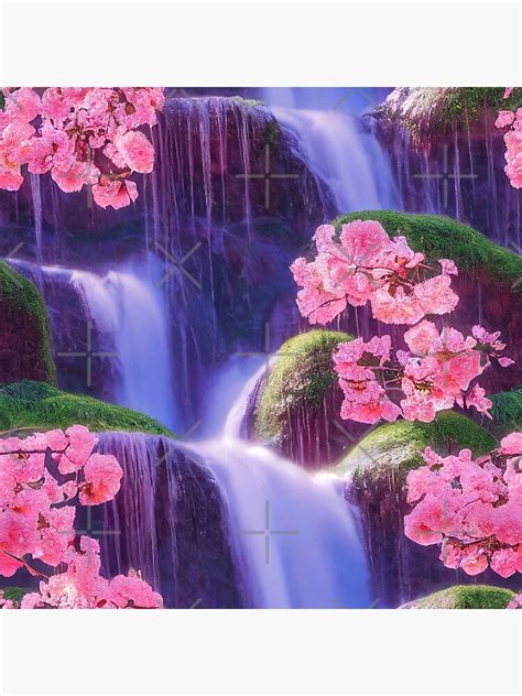 Japanese Cherry Blossom Waterfall Poster For Sale By Creaitivedesign
