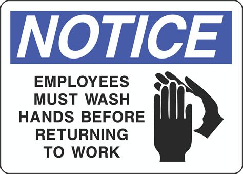 Notice Sign Employees Must Wash Hands Before Returning To Work 5s