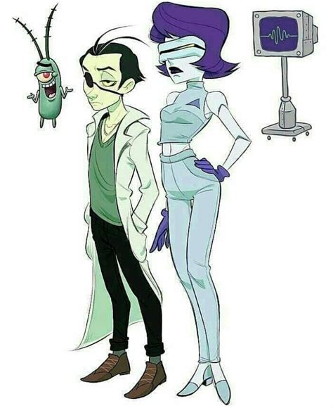 Plankton And His Computer Wife Karen Artist Unknown Personagens De