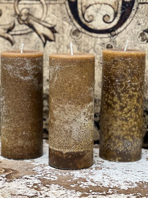 Rustic Brown Mottled Pillar Candle 3x9 Latte Luxuria