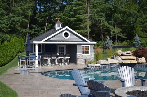 Poolhouse With Dormer And Changing Room With Storage Modern Boston