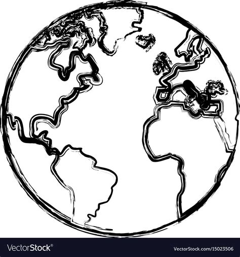 Sketch Globe World Earth Map Icon Royalty Free Vector Image