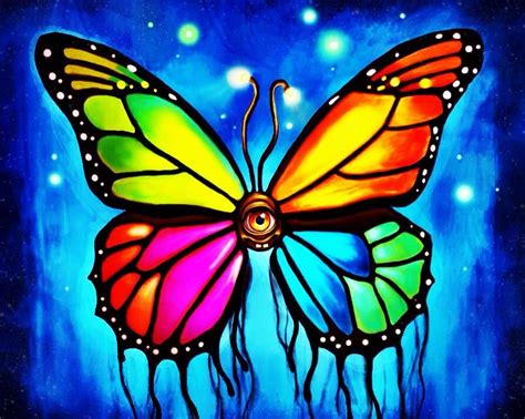 Colorful Neon Butterfly Graphic Design Art Colorful Butterflies